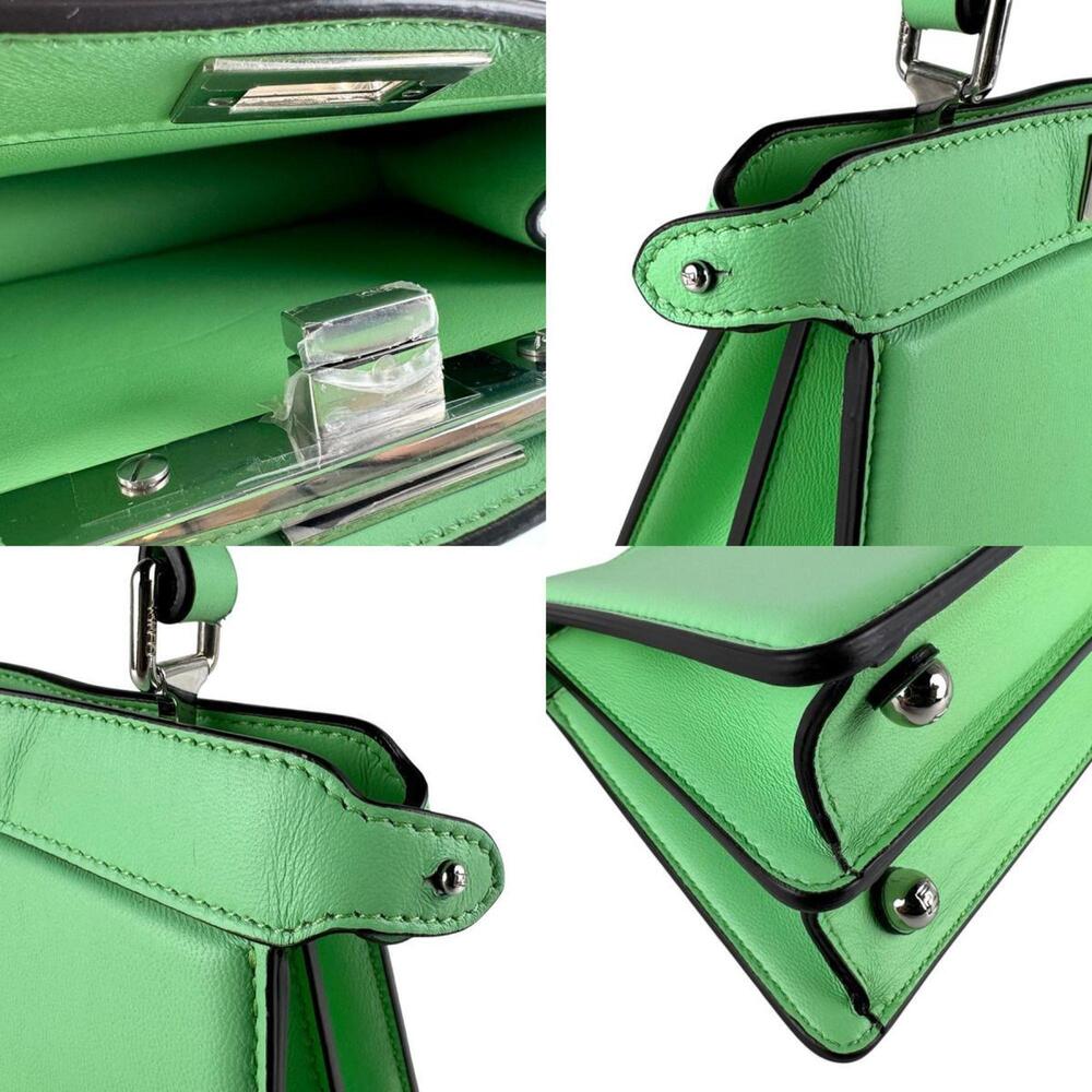 Fendi ISeeU Peekaboo Leather Shoulder Bag in Green and Silver, Women's, 8BN33... - Picture 3 of 5